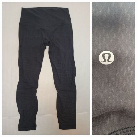 Lululemon Align Leggings Womens SZ 8 High Rise 25" INS Geometric Black FLAWED* - Picture 1 of 7